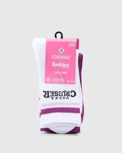 Socks*FOOT-IES Vodka Cruiser Bold Berry Sneaker Sock 2 Pack White/berry