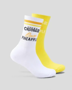 Socks*FOOT-IES Vodka Cruiser Pure Pineapple Sneaker Sock 2 Pack White/yellow