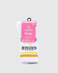 Socks*FOOT-IES Vodka Cruiser Pure Pineapple Sneaker Sock 2 Pack White/yellow