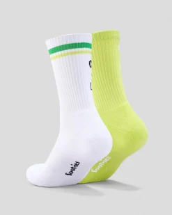 Socks*FOOT-IES Vodka Cruiser Zesty Lemon Lime Sneaker Sock 2 Pack White/light Green