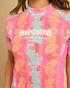 Rash Vests*Rip Curl Waikiki Keepsakes Short Sleeve Rash Vest Pink