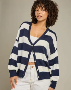 Knitwear|Jackets & Coats*Thanne Walter Knit Cardigan Navy Stripe