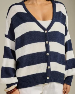Knitwear|Jackets & Coats*Thanne Walter Knit Cardigan Navy Stripe