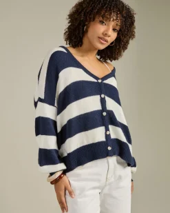 Knitwear|Jackets & Coats*Thanne Walter Knit Cardigan Navy Stripe