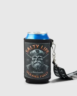 Beach Accessories & Towels*Salty Life Warhead Lanyard Stubby Cooler Black