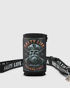 Beach Accessories & Towels*Salty Life Warhead Lanyard Stubby Cooler Black