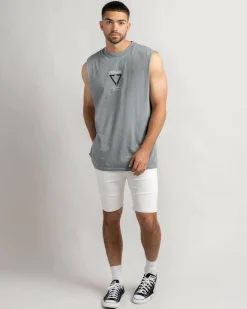 Tops & T-Shirts*Nena & Pasadena Warping Relaxed Muscle Tank Pigment Ultimate Grey