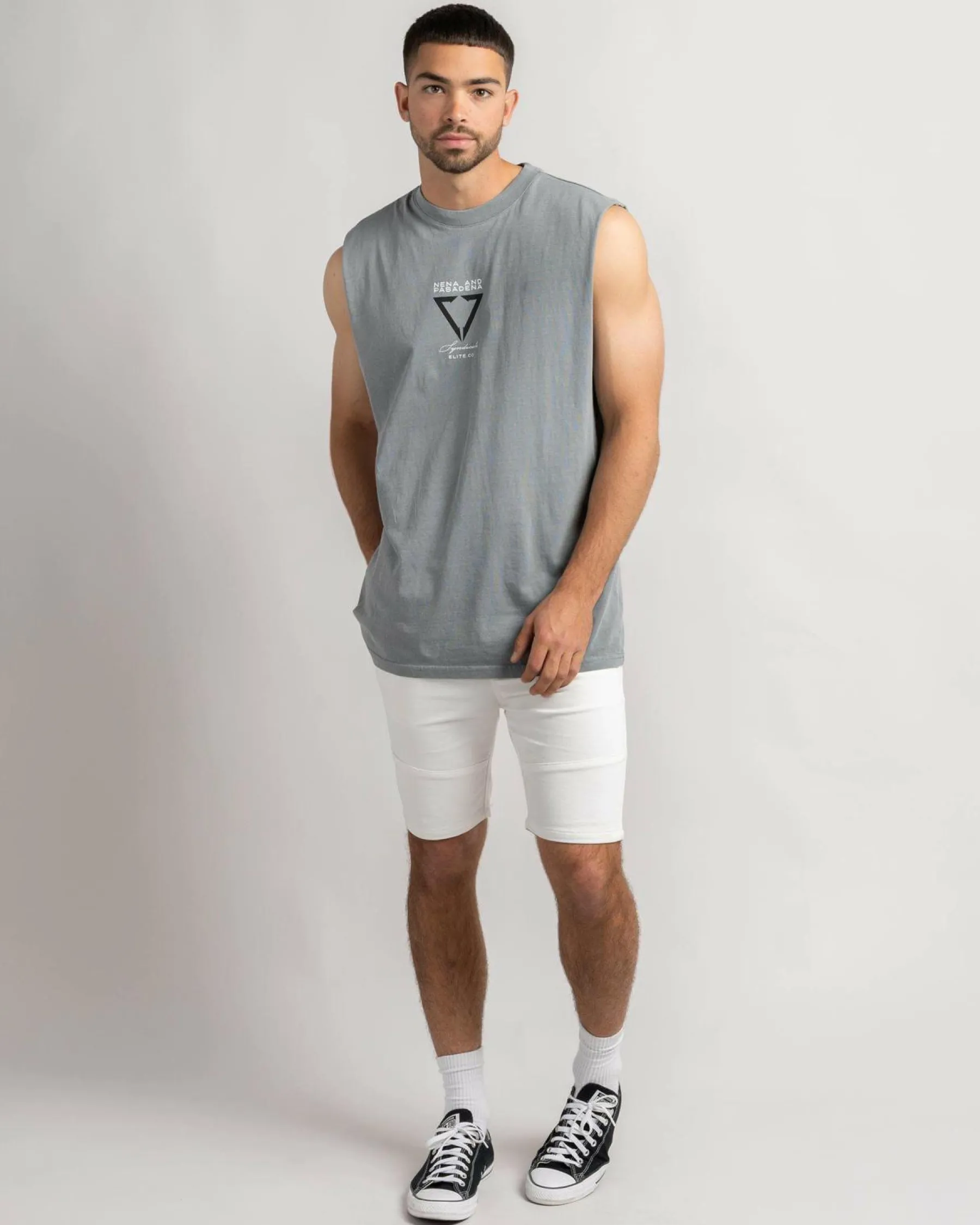Tops & T-Shirts*Nena & Pasadena Warping Relaxed Muscle Tank Pigment Ultimate Grey