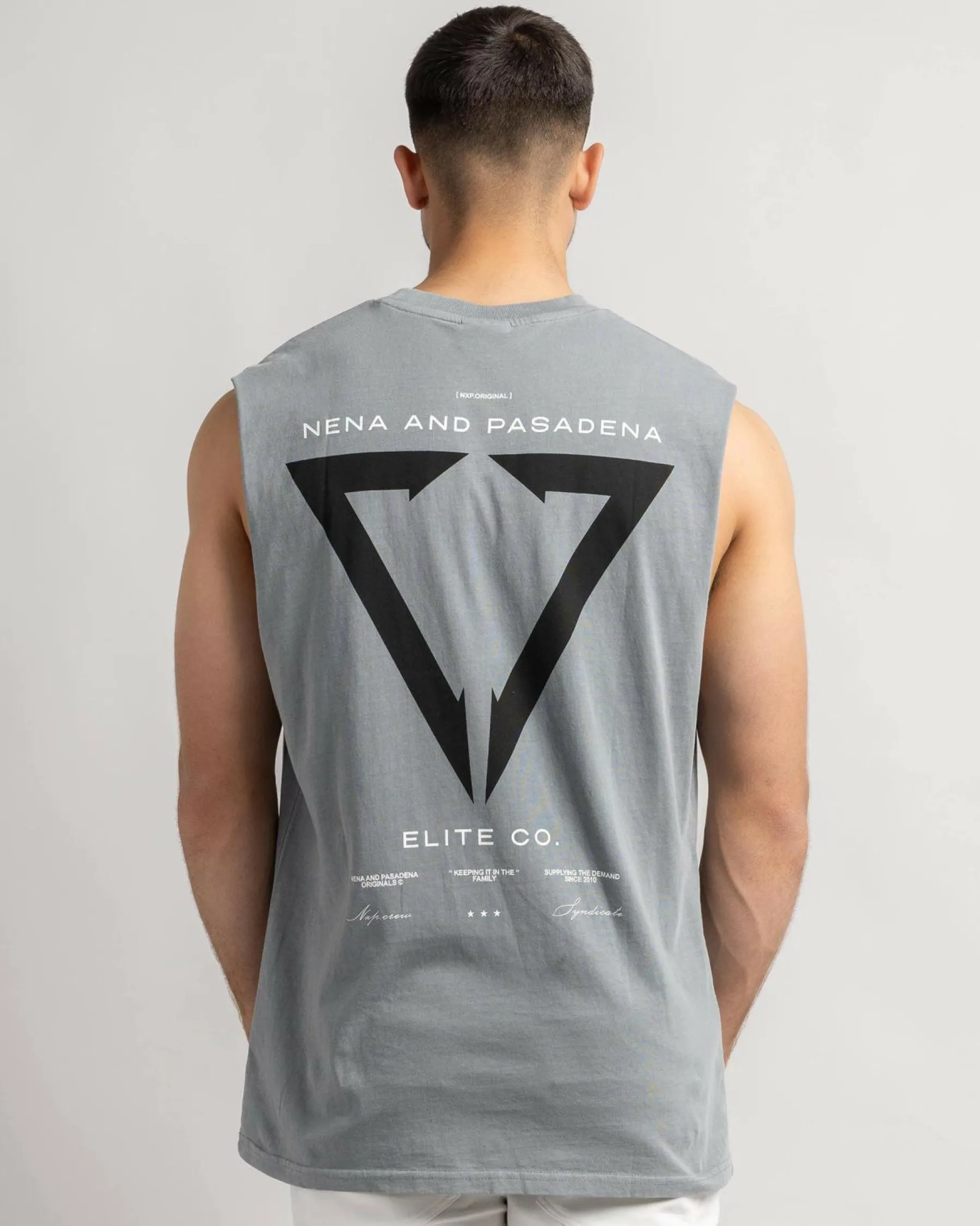 Tops & T-Shirts*Nena & Pasadena Warping Relaxed Muscle Tank Pigment Ultimate Grey