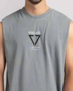Tops & T-Shirts*Nena & Pasadena Warping Relaxed Muscle Tank Pigment Ultimate Grey