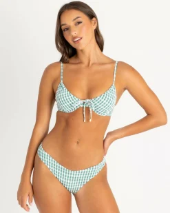 Bikinis*Billabong Wave Check Ella Underwire Bikini Top Island Green