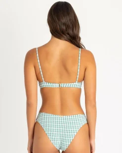 Bikinis*Billabong Wave Check Ella Underwire Bikini Top Island Green