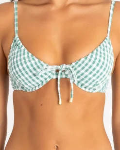 Bikinis*Billabong Wave Check Ella Underwire Bikini Top Island Green