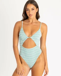 One Pieces*Billabong Wave Check Kaia One Piece Swimsuit Island Green
