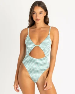 One Pieces*Billabong Wave Check Kaia One Piece Swimsuit Island Green