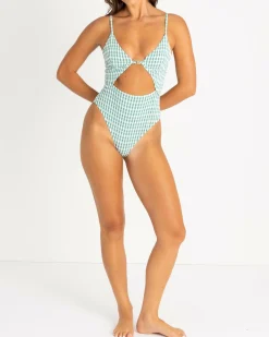 One Pieces*Billabong Wave Check Kaia One Piece Swimsuit Island Green