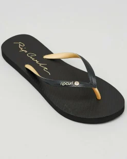 Flip Flops*Rip Curl Wave Thongs Black/ Gold