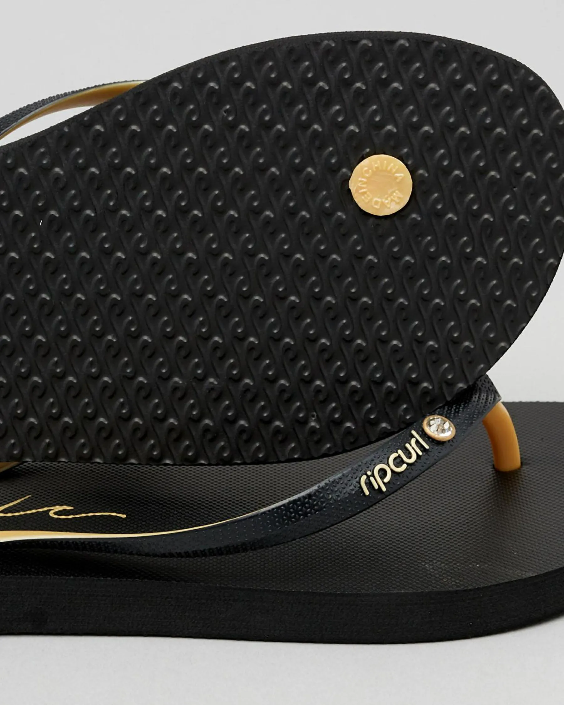 Flip Flops*Rip Curl Wave Thongs Black/ Gold