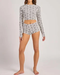 Rash Vests*Billabong Wave Watcher Crop Long Sleeve Rash Vest White/black