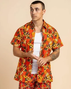 Tops & T-Shirts*Milton Mango Weekend Troppo Short Sleeve Shirt Chilli