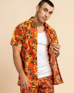 Tops & T-Shirts*Milton Mango Weekend Troppo Short Sleeve Shirt Chilli