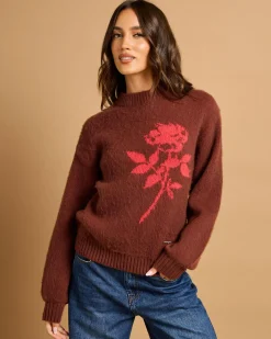 Clearance Wild Rose Knit Sweater Women Knitwear|Jumpers & Hoodies