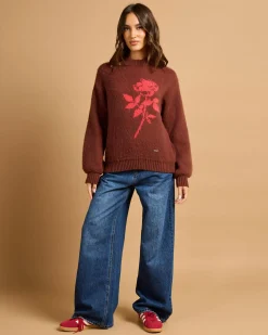 Clearance Wild Rose Knit Sweater Women Knitwear|Jumpers & Hoodies