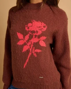 Clearance Wild Rose Knit Sweater Women Knitwear|Jumpers & Hoodies