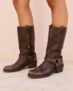 Boots*Ava And Ever Wild West Boots Washed Brown