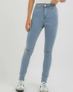 Denim|Bottoms*DESU Willow Ripped Jeggings Mid Blue