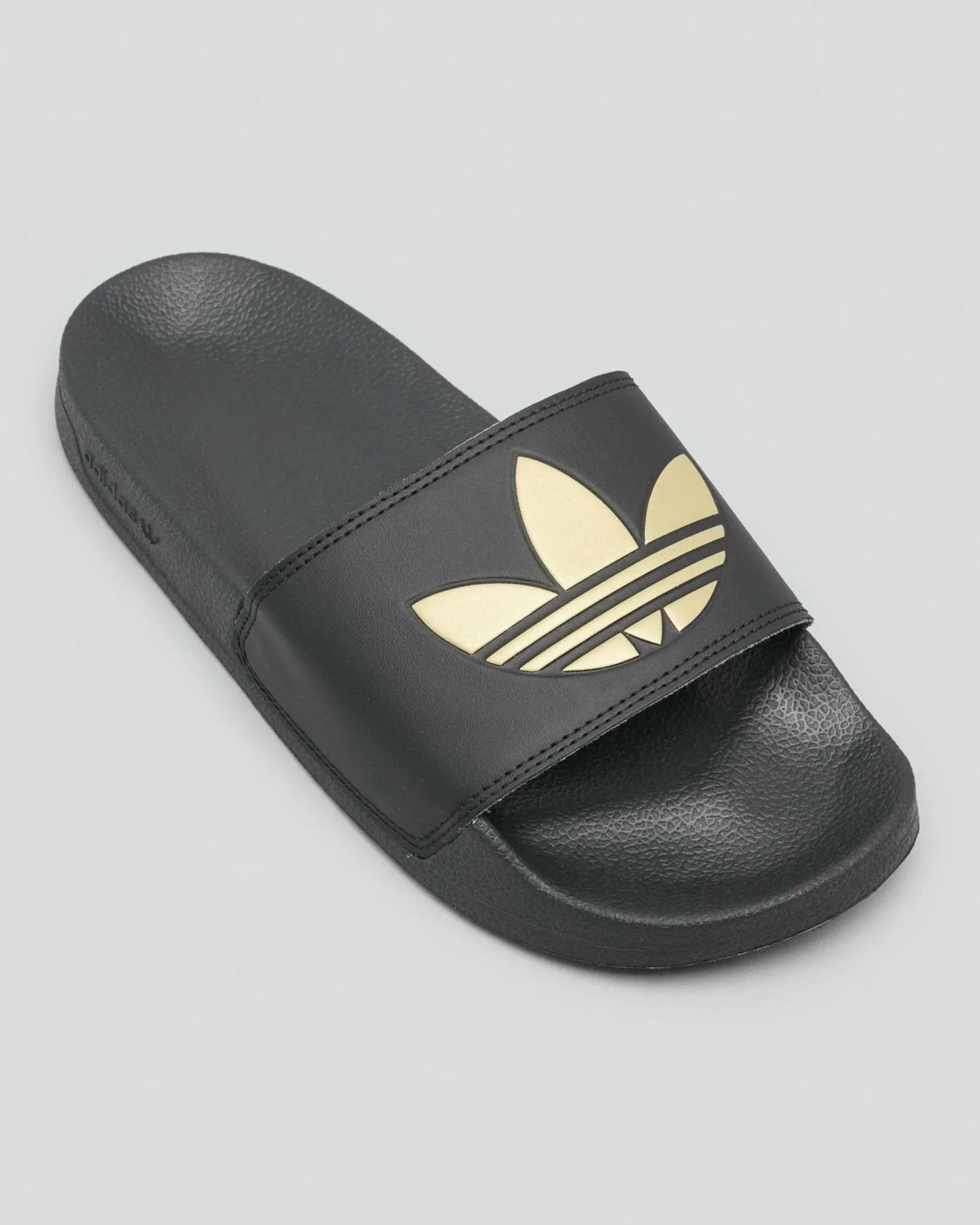 Slides*adidas Womens Adilette Lite Slide Sandals Black/gold