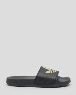 Slides*adidas Womens Adilette Lite Slide Sandals Black/gold