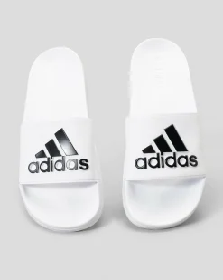 Slides*adidas Womens Adilette Shower Slide Sandals Ftwr White/core Black/ftwr White