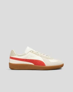 Sneakers*Puma Womens Army Trainer Shoes Warm White-puma Red-gum
