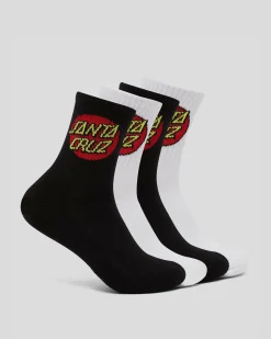 Socks*Santa Cruz Women's Classic Dot Mid Sock Pack Black/white