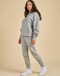 Sets|Jumpers & Hoodies*Nike Women's Club Pullover Hoodie Dk Grey Heather/lt Smoke Grey/white