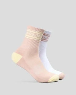Socks*Santa Cruz Women's Club Strip Mid Sock Pack Clay - White