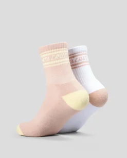 Socks*Santa Cruz Women's Club Strip Mid Sock Pack Clay - White