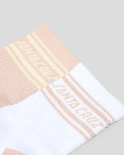 Socks*Santa Cruz Women's Club Strip Mid Sock Pack Clay - White