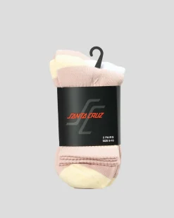 Socks*Santa Cruz Women's Club Strip Mid Sock Pack Clay - White