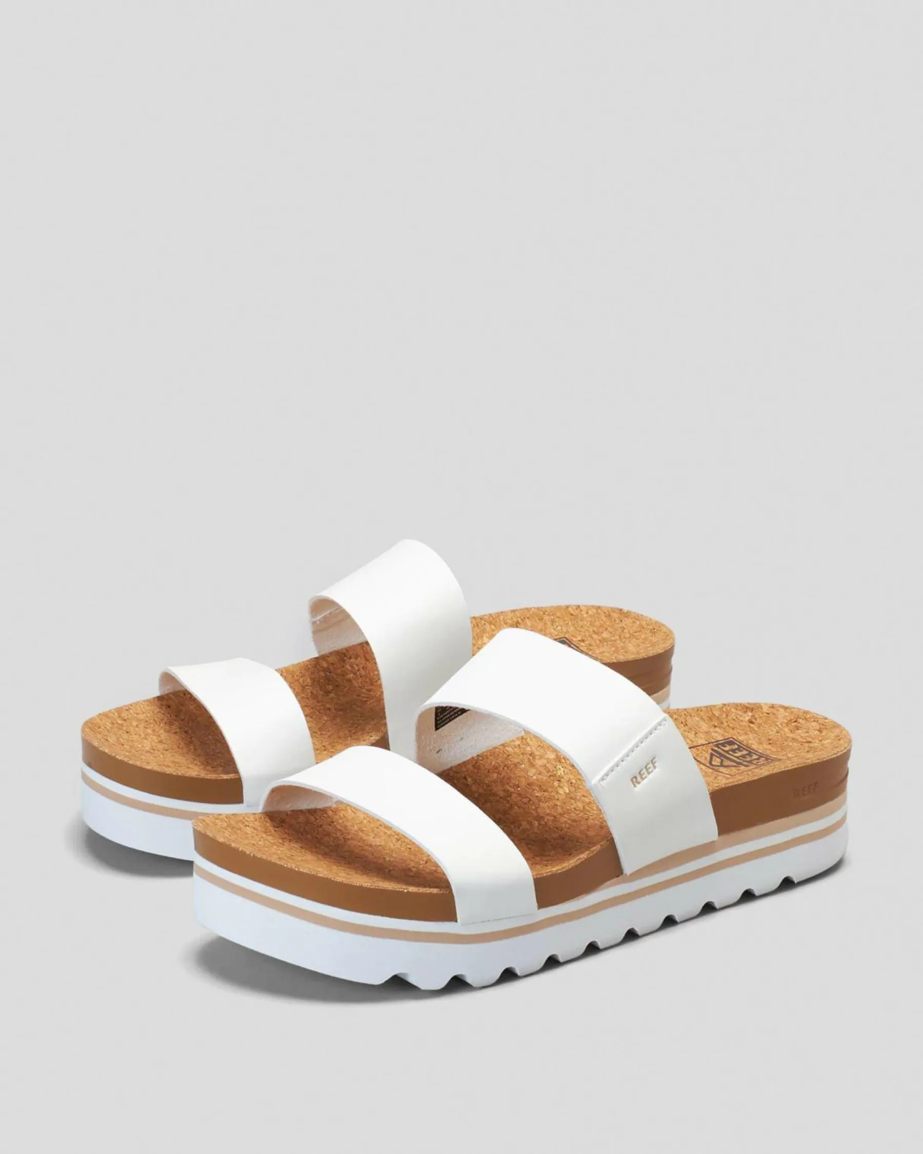 Sandals*Reef Womens Cushion Vista Hi Slide Sandals Cloud