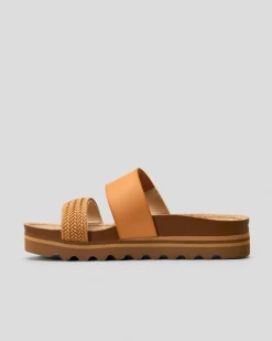 Sandals*Reef Womens Cushion Vista Hi Slide Sandals Natural