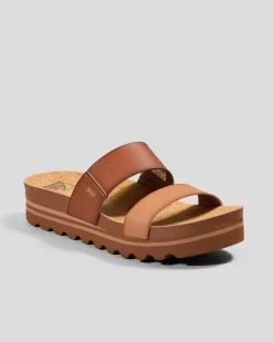 Sandals*Reef Womens Cushion Vista Hi Slide Sandals Espresso