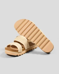 Sandals*Reef Womens Cushion Vista Hi Slide Sandals Vintage Raffia