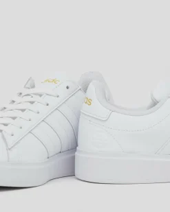 Sneakers*adidas Womens Grand Court 2.0 Shoes Ftwr White/ftwr White/gold Met