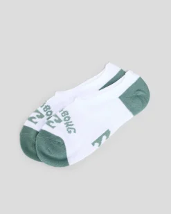 Socks*Billabong Women's Invisible Socks White/forrest