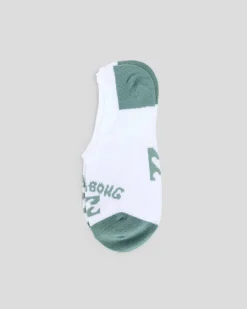 Socks*Billabong Women's Invisible Socks White/forrest
