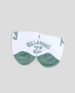Socks*Billabong Women's Invisible Socks White/forrest
