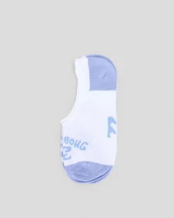 Socks*Billabong Women's Invisible Socks White/cornflower Blue