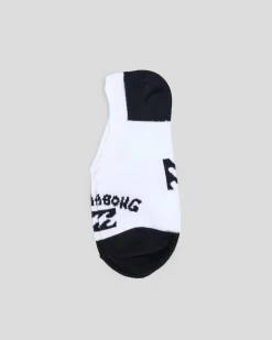 Socks*Billabong Women's Invisible Socks White/black2